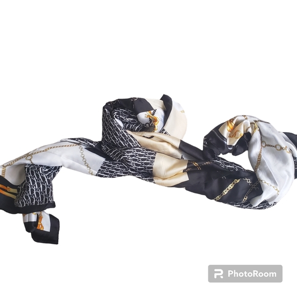 Silk like scarf, NOT DIOR, polyester. - Picture 2 of 8